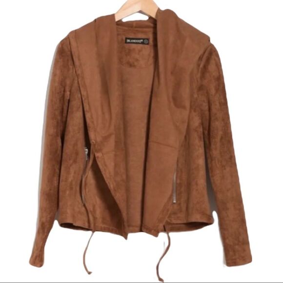 NEW BLANK NYC Faux Suede Hoodie Jacket in Brown Size S - Picture 3 of 9